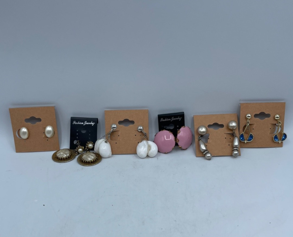 6 Pairs Vintage Clip-On Earrings Screw Back Retro Fashion Jewelry Lot